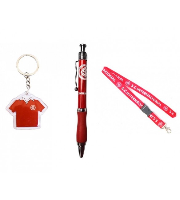 Kit 01 Caneta esferografica + 01chaveiro de acrilico e 01cordao do Internacional